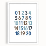 Numbers 1-20 Typography Art Print – Educational Modern Decor
