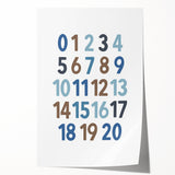 Numbers 1-20 Typography Art Print – Educational Modern Decor