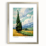 Textured art depicting abstract swirls in deep blue and yellow on a silver-framed canvas, suitable for bedroom decor.