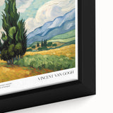 Close-up of a textured, impressionist-style black wall art featuring vibrant, colorful strokes on a framed canvas.