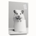 Cute Hamster Bathroom Wall Art - Minimalist Black and White Decor