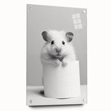 Cute Hamster Bathroom Wall Art - Minimalist Black and White Decor