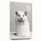 Cute Hamster Bathroom Wall Art - Minimalist Black and White Decor