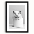 Cute Hamster Bathroom Wall Art - Minimalist Black and White Decor
