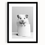 Cute Hamster Bathroom Wall Art - Minimalist Black and White Decor