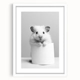 Cute Hamster Bathroom Wall Art - Minimalist Black and White Decor