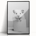 Cute Hamster Bathroom Wall Art - Minimalist Black and White Decor