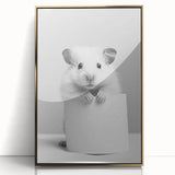 Cute Hamster Bathroom Wall Art - Minimalist Black and White Decor