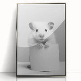 Cute Hamster Bathroom Wall Art - Minimalist Black and White Decor