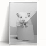 Cute Hamster Bathroom Wall Art - Minimalist Black and White Decor