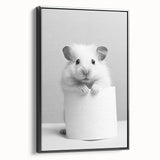 Cute Hamster Bathroom Wall Art - Minimalist Black and White Decor