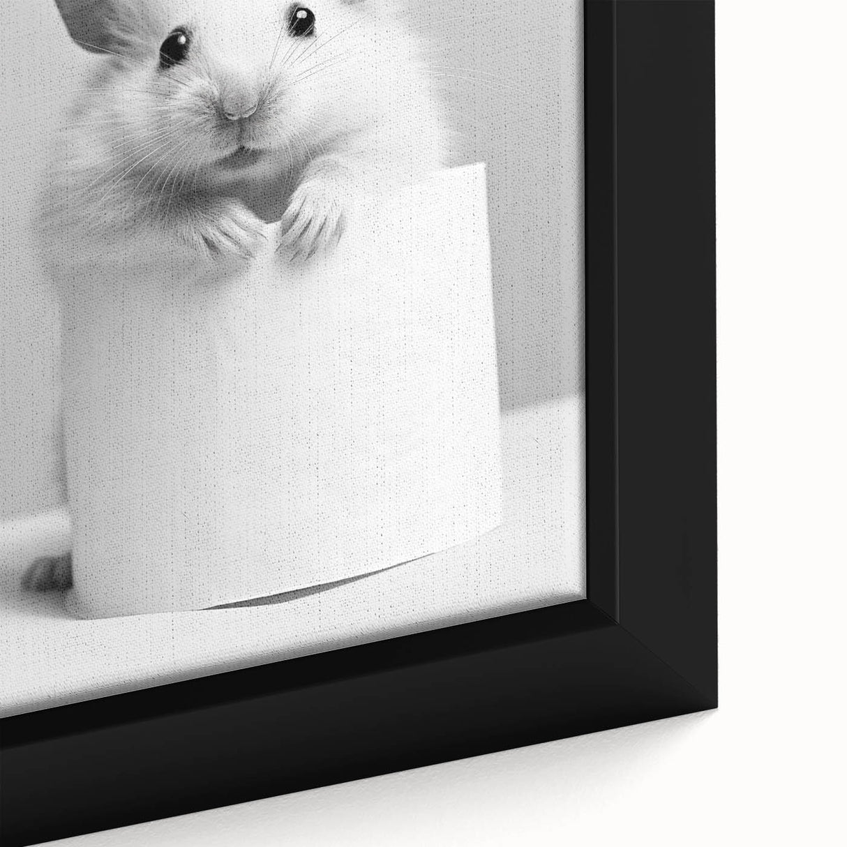 Cute Hamster Bathroom Wall Art - Minimalist Black and White Decor