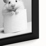 Cute Hamster Bathroom Wall Art - Minimalist Black and White Decor