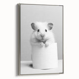 Cute Hamster Bathroom Wall Art - Minimalist Black and White Decor