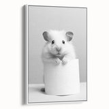 Cute Hamster Bathroom Wall Art - Minimalist Black and White Decor