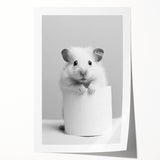 Cute Hamster Bathroom Wall Art - Minimalist Black and White Decor