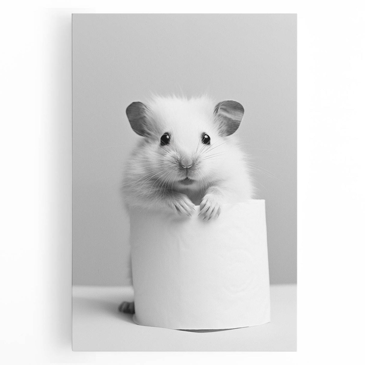 Cute Hamster Bathroom Wall Art - Minimalist Black and White Decor