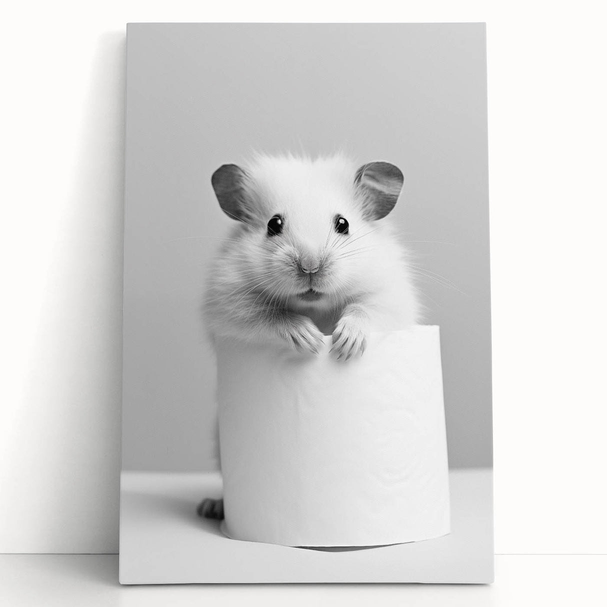Cute Hamster Bathroom Wall Art - Minimalist Black and White Decor