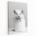 Cute Hamster Bathroom Wall Art - Minimalist Black and White Decor