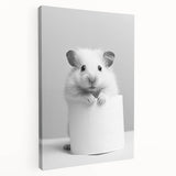 Cute Hamster Bathroom Wall Art - Minimalist Black and White Decor