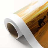 Art deco poster depicting Moroccan scenery in earth tones on rolled canvas, suitable for nursery wall art or dining room.