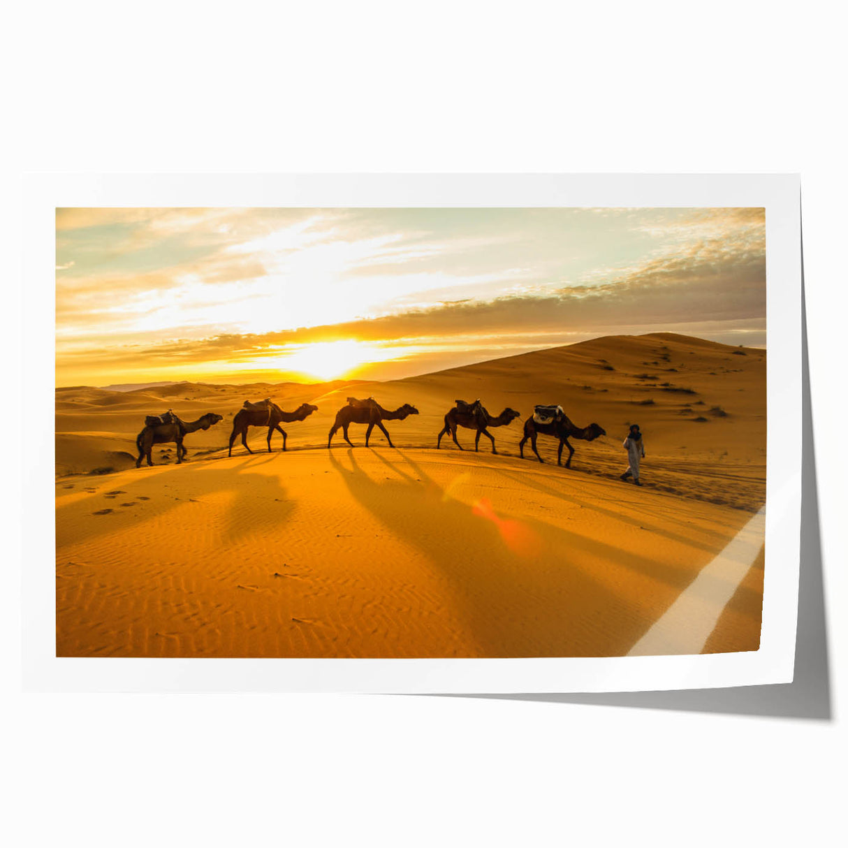 Extra large rolled print depicting a Moroccan landscape with vibrant floral elements, ideal for art wall dining room.