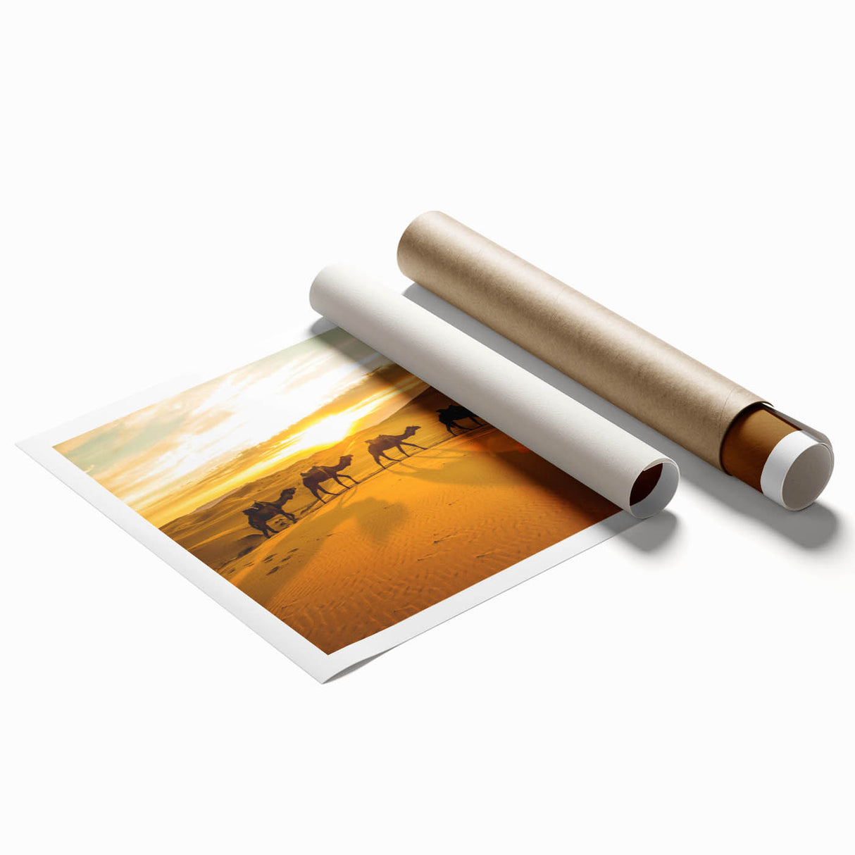 Extra large rolled print of a Moroccan landscape with vibrant floral elements, ideal for classy bathroom wall art.