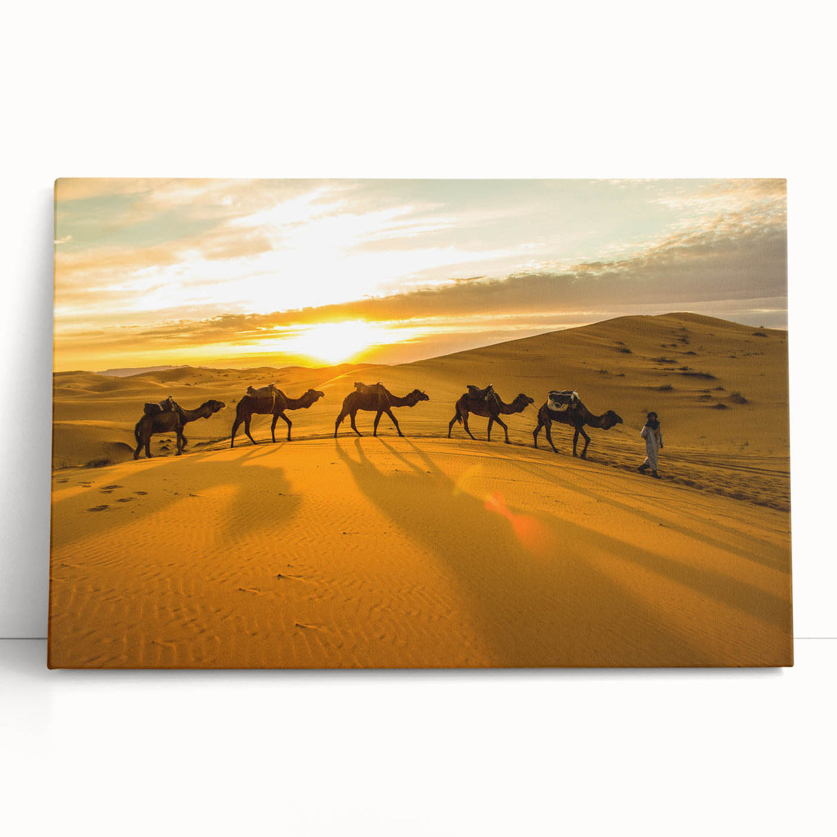 Black and white Moroccan landscape on stretched canvas, ideal for kitchen wall art or bedroom ambiance.