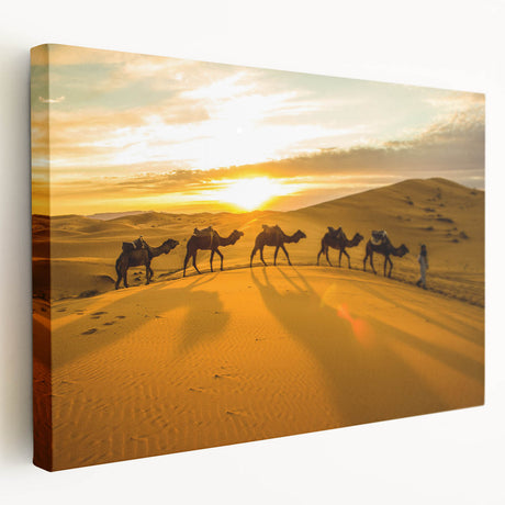 Moroccan landscape on stretched canvas with earthy tones and rustic style, suitable for kitchen wall art.