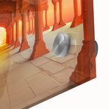 Large abstract wall art featuring a mid-century modernist depiction of an Indian landscape in vibrant colors on acrylic…