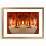 Extra large wall art featuring an abstract textured print of an Indian landscape in rich gold and earth tones.