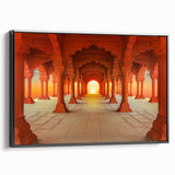 Black and white framed canvas of a vintage Indian landscape, ideal for bedroom wall art.