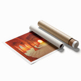 Extra large rolled print of a serene floral scene in muted earth tones, ideal for classy bathroom wall art.