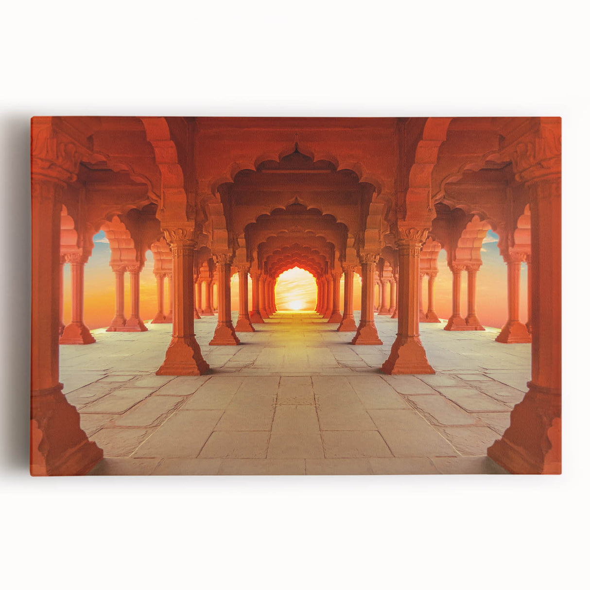 Black and white large art print of an Indian scenery on stretched canvas, ideal for kitchen wall art.
