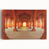 Black and white large art print of an Indian scenery on stretched canvas, ideal for kitchen wall art.