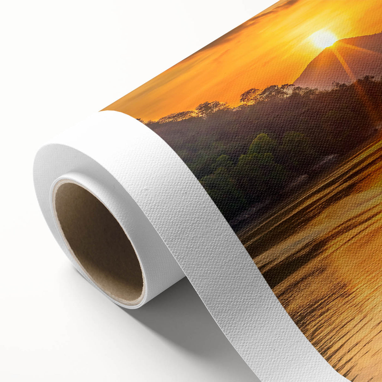 Art Deco poster of a Laos scenery in muted earth tones on rolled canvas, ideal for nursery wall art or dining room decor.