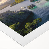 Art deco poster featuring a serene Philippine landscape in pastel colors on rolled canvas, suitable for dining room decor.