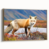 Framed canvas featuring a vintage-style landscape painting of Yukon, Canada with prominent black and gold tones.