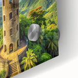 Large abstract wall art depicting vibrant Caribbean scenery on acrylic glass, ideal for dining room ambiance.