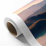 Art deco poster of an Albanian landscape in pastel shades on rolled canvas, suitable for nursery wall art.