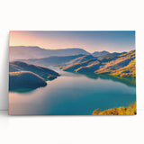 Black and white scenic view of an Albanian landscape on stretched canvas, suitable for kitchen wall art.