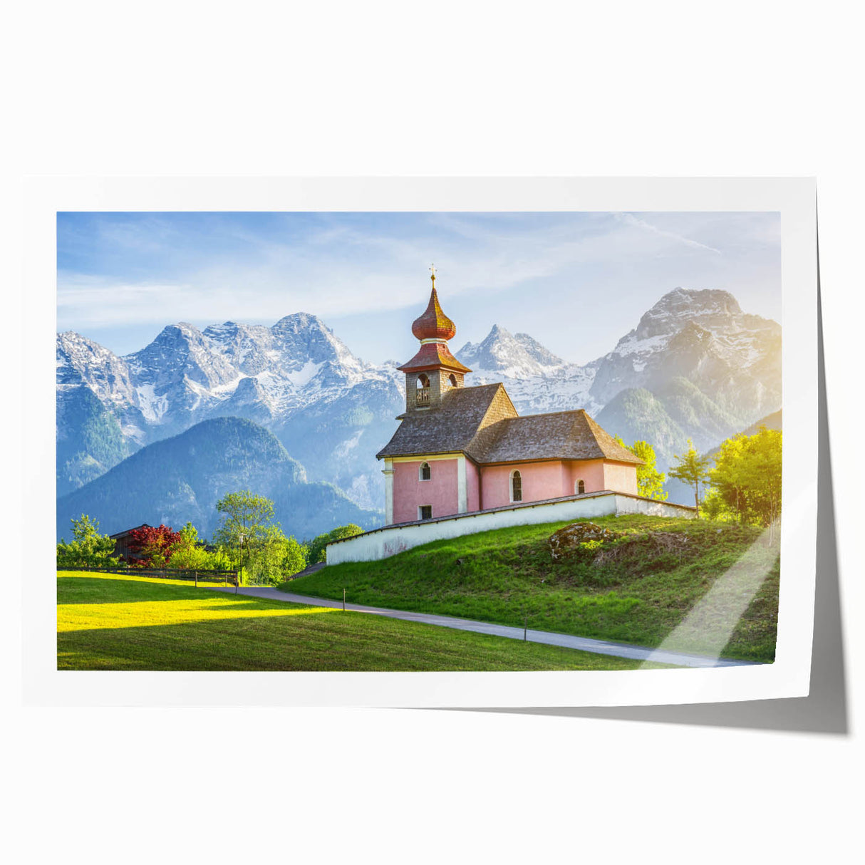 Extra large rolled print of a floral scene in Austria, with muted earth tones, ideal for dining room wall art.