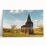 Black and white photograph of a European cityscape on a large stretched canvas, ideal for kitchen wall art.