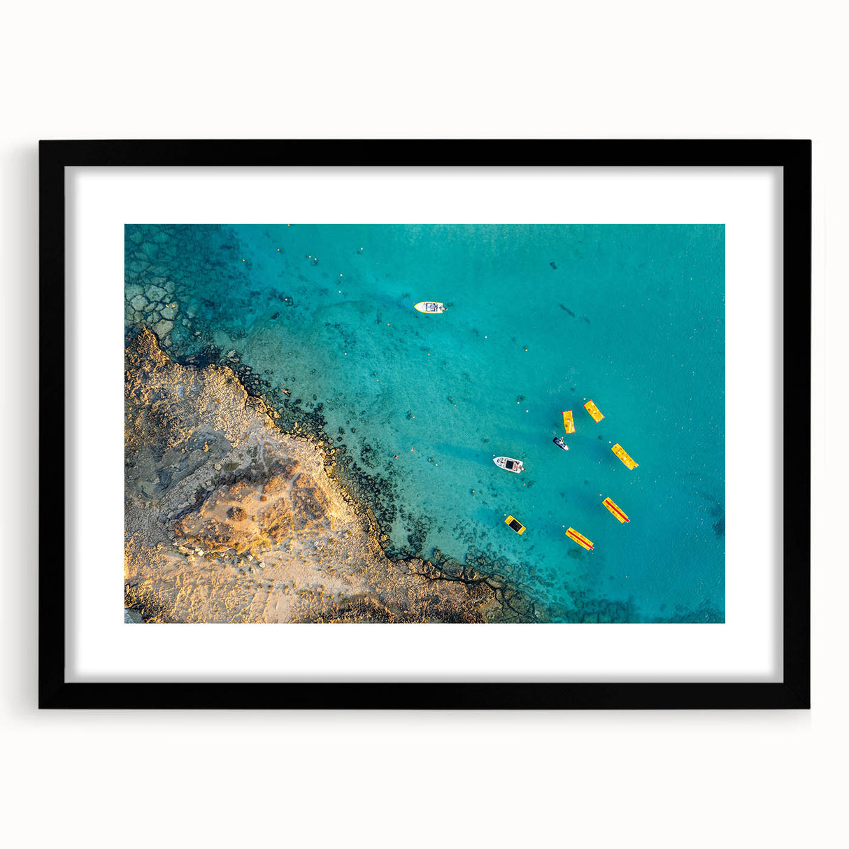 Extra large abstract art print depicting vibrant, colorful European scenery on a textured canvas, framed in black.
