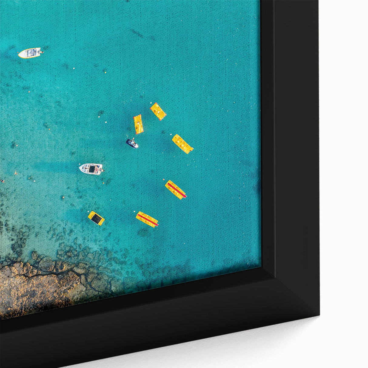 Extra large framed canvas of a textured European Cyprus landscape in black with colorful accents.