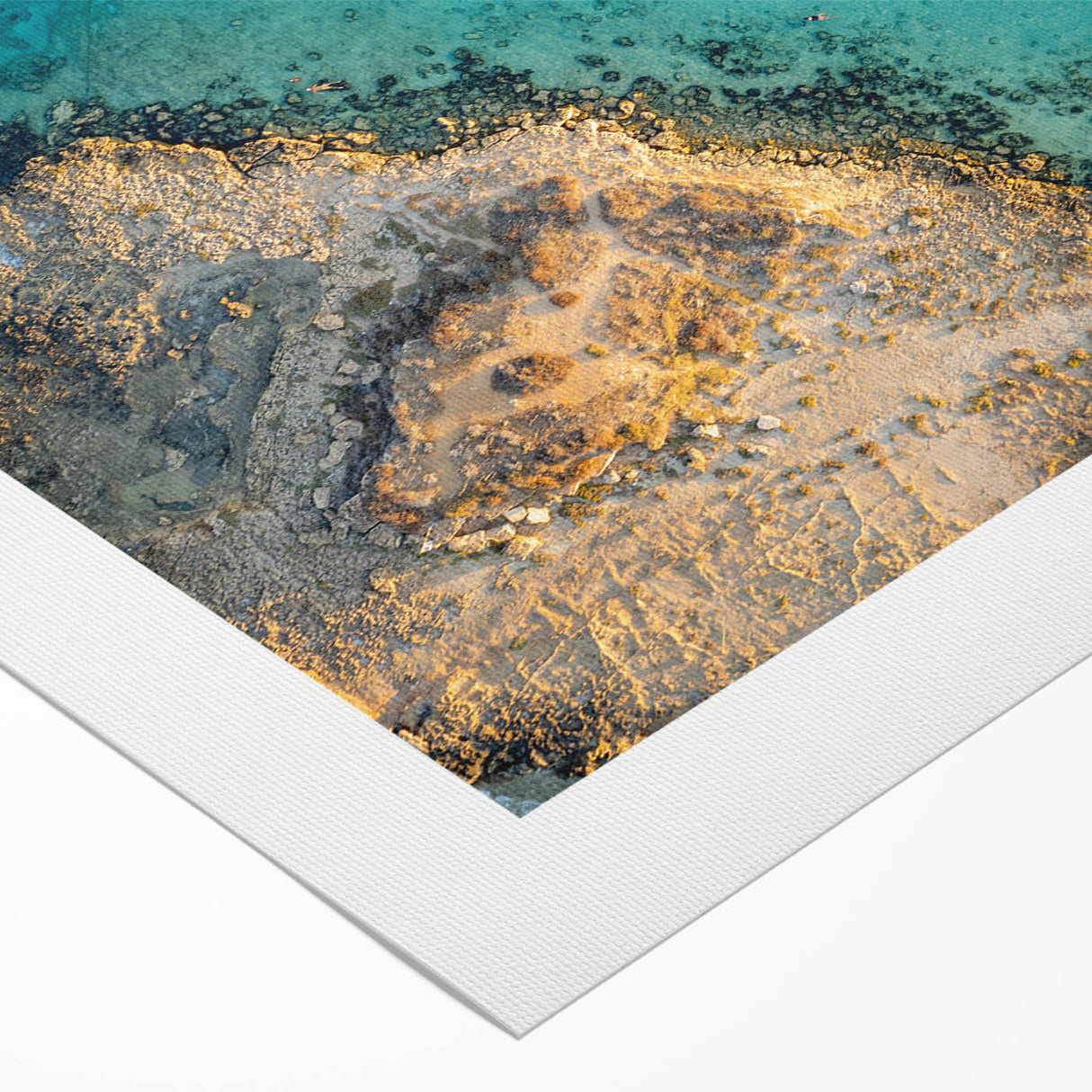 Art deco poster of a European Cyprus landscape in muted earth tones on rolled canvas, suitable for dining room decor.