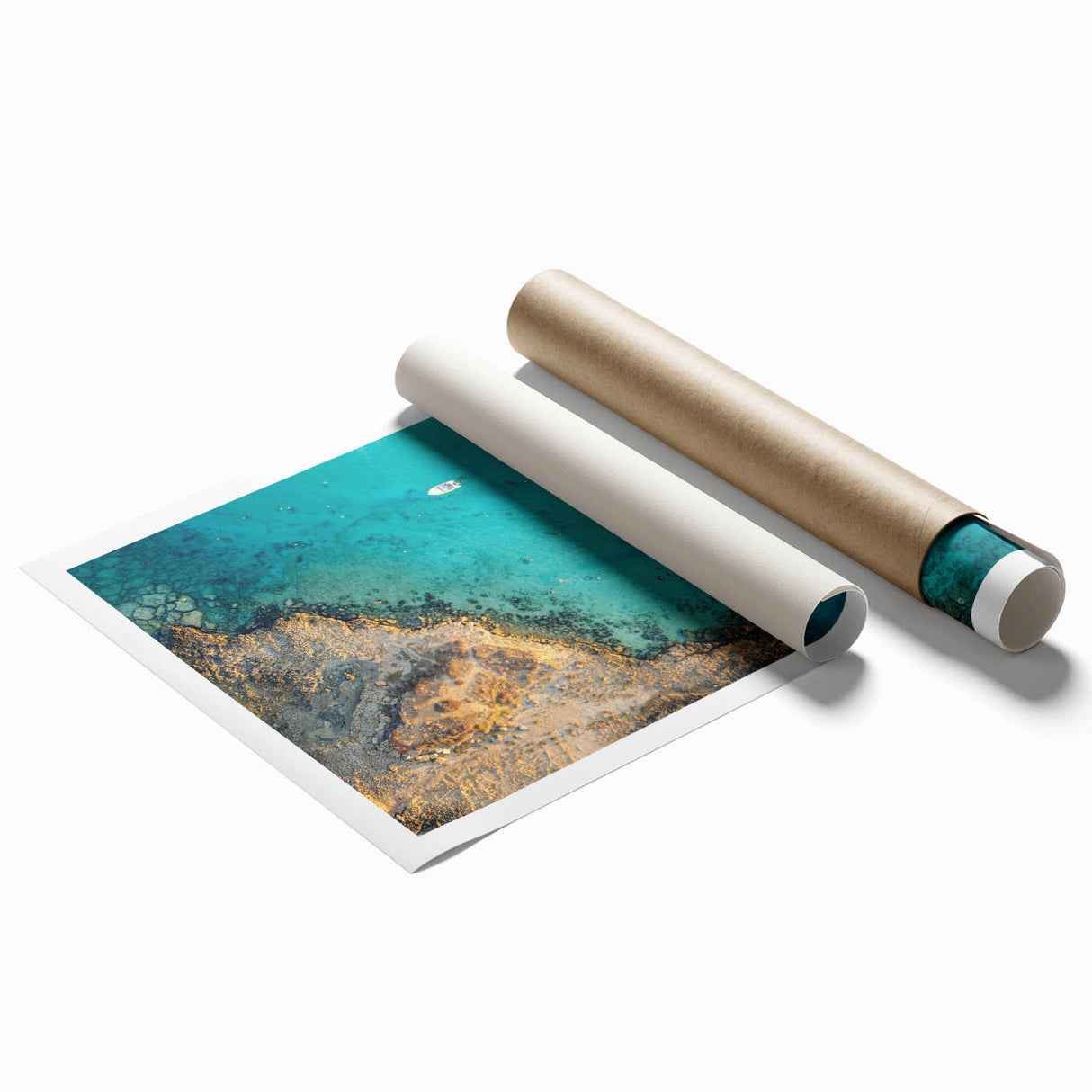 Extra large rolled print of a European Cyprus landscape featuring muted green and brown tones.