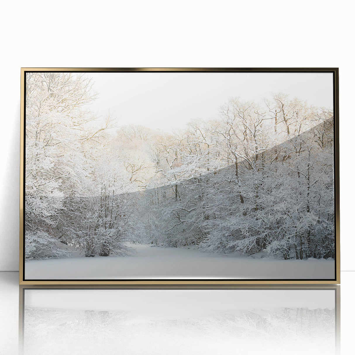 Art deco poster of a European cityscape in muted gold and blue hues on framed acrylic, suitable for modern nursery wall art.