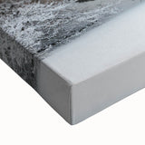 Large art of a black and white Danish landscape on stretched canvas, ideal for bedroom wall decor.