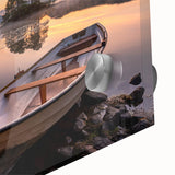 Large abstract wall art of Cumbrian landscape in muted earth tones on acrylic glass, ideal for dining room ambiance.